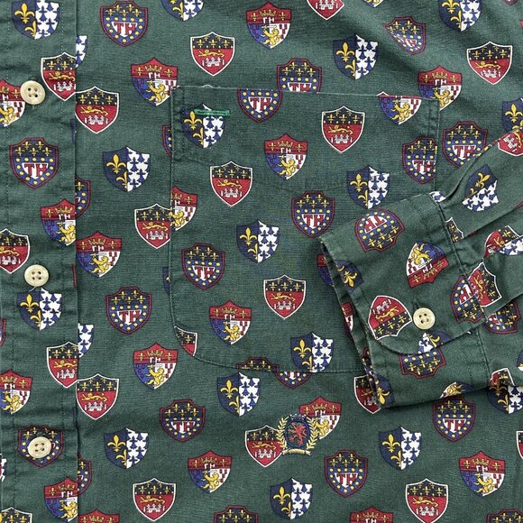 Vintage Tommy Hilfiger Shirt Mens Large Crest All Over Print AOP Button Up y2k - Picture 2 of 8